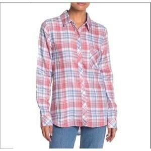 Max & Mia 100% rayon long sleeve plaid flannel Rose Size XL